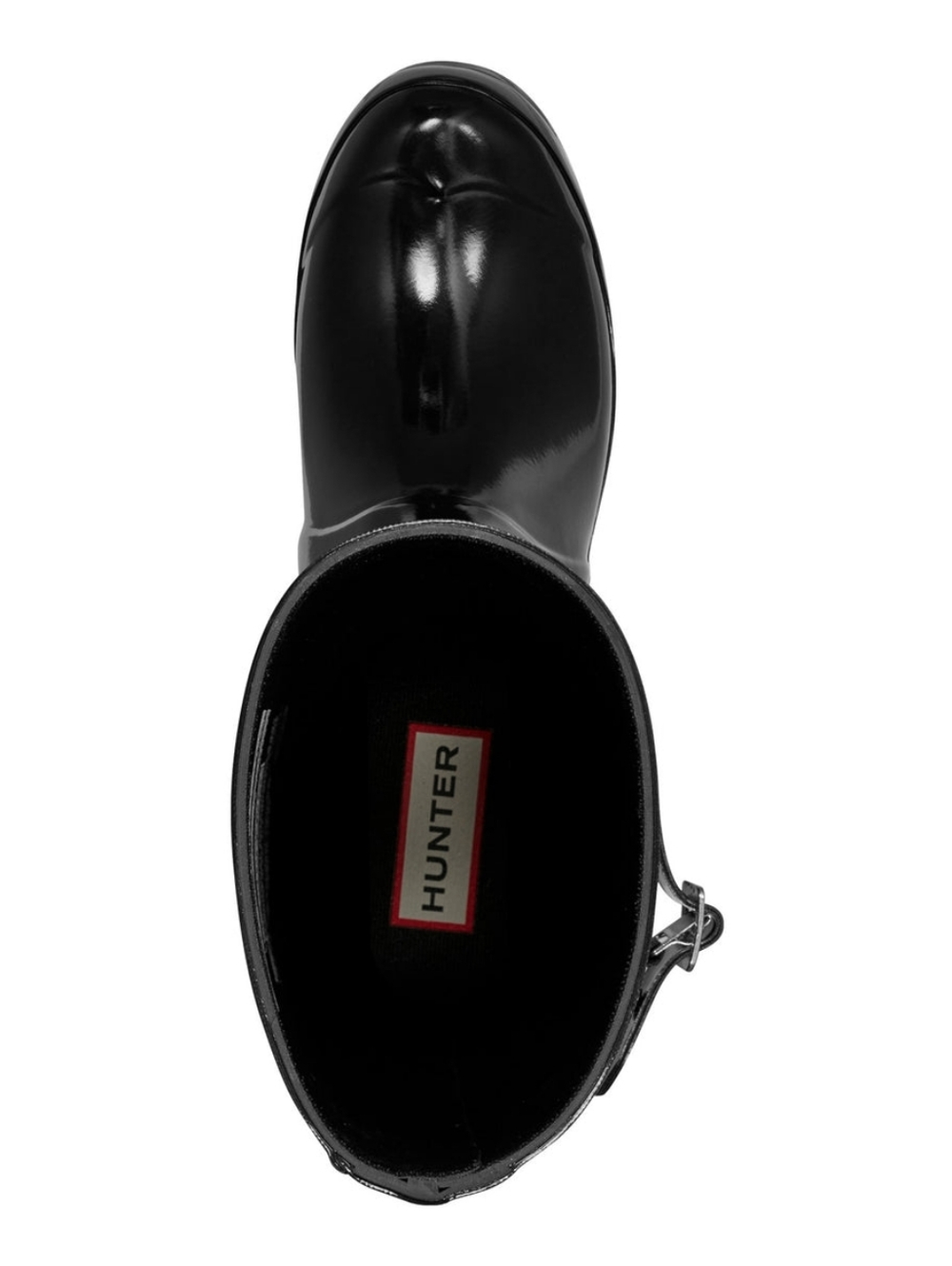 Hunter Black Gloss Tall Rain Boots with Logo Trim - Picture 6 of 16